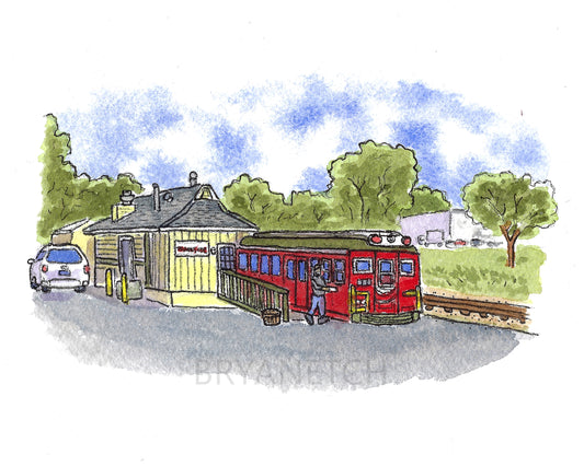 Trackside Brick Oven Pizzeria - Wallingford, CT Watercolor Art Print by Bryan Etch (Copy)