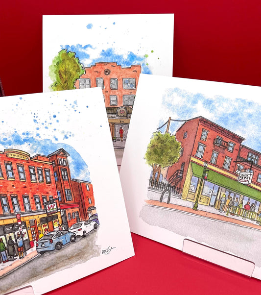 Pizzeria Watercolor Print Set of 3 - 8x10" Prints (Any 3) - Art Prints - NY Pizzerias CT Apizza Jersey Pizza Prints - Choose Your Own