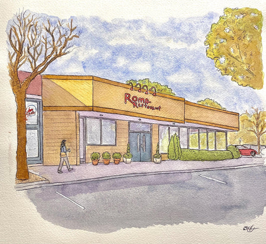Roma Restaurant, Tuckahoe, NY Watercolor Art Print 8x10” - Westchester Pizzeria