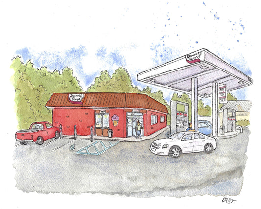 Stewart's Shops Watercolor Art Print - 11x14" art Print By Bryan Etch - Beloved Upstate NY / Adirondacks Convenience Store!