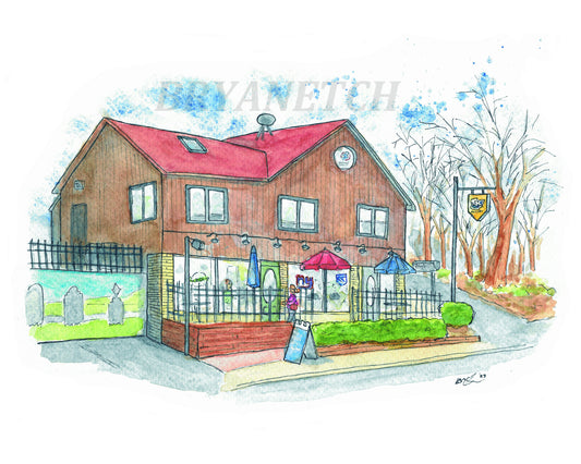 TK's American Cafe Danbury CT Watercolor Art Print - 8x10"