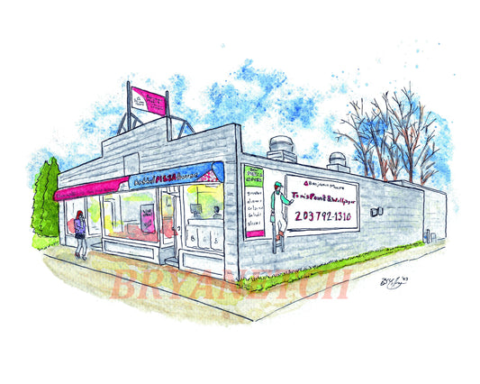 Bethel Pizza House - 8x10" Watercolor Pizzeria Art Print by Bryan Etch - Bethel, CT