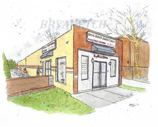 Royal Guard Fish and Chips Danbury CT Watercolor 8x10" Print