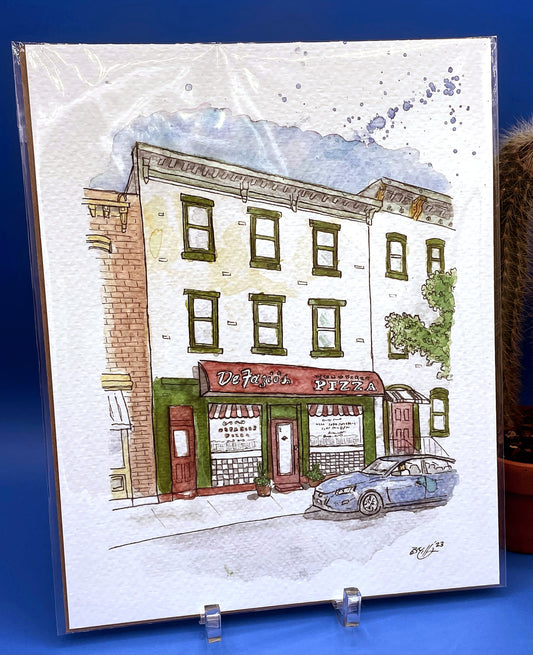 DeFazio's Pizza Troy NY - 8x10"  Watercolor Art Print by Bryan Etch