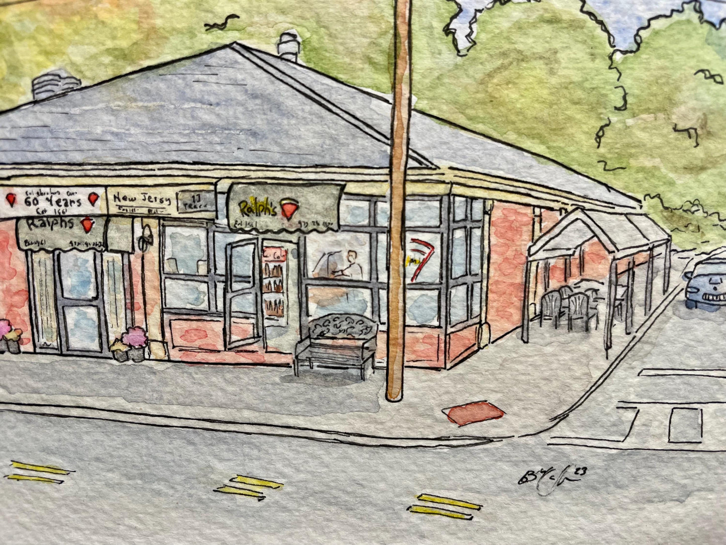 Ralph's Pizzeria Nutley NJ Original Watercolor Painting