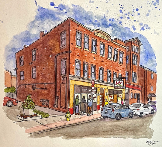 Sally’s Apizza New Haven, CT - 11x14" Watercolor Pizzeria Art Print by Bryan Etch