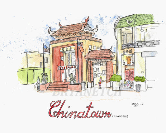 Chinatown Los Angeles Watercolor