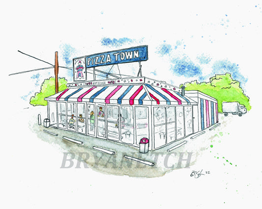 Pizza Town USA (Elmwood Park, NJ) 8x10” watercolor art print