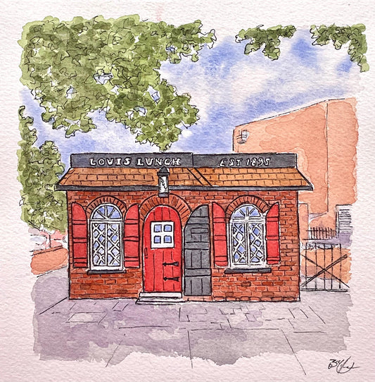 Louis Lunch - New Haven, CT - 8x10"  Watercolor Art Print by Bryan Etch - Connecticut's Home of the Hamburger