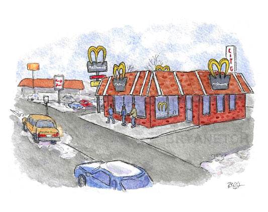McDowell's, Coming To America - 8x10” Art Print by Bryan Etch - Queens NY Movie Watercolor Painting